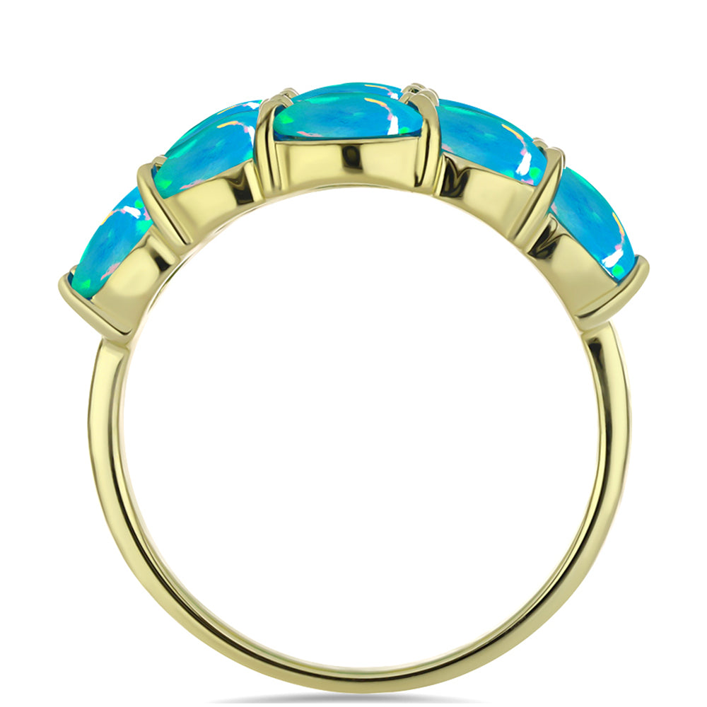 Anillo de Plata Bañada en Oro con Ópalo Azul Paraiba de Etiopía 2 