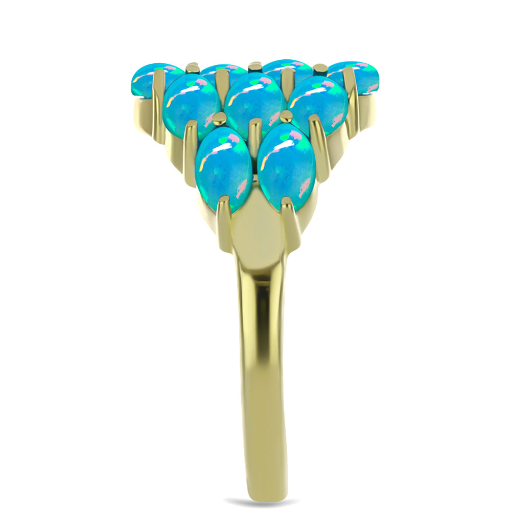 Anillo de Plata Bañada en Oro con Ópalo Azul Paraiba de Etiopía 4 