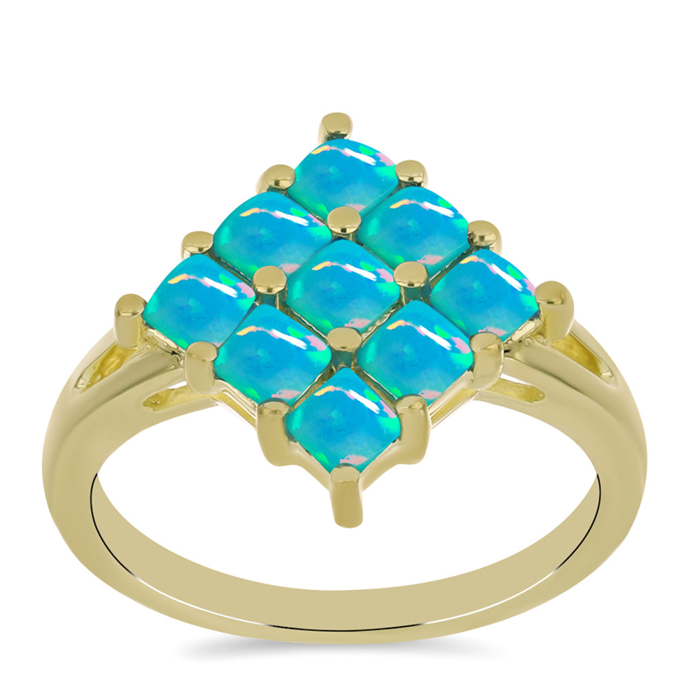 Anillo de Plata Bañada en Oro con Ópalo Azul Paraiba de Etiopía 3 