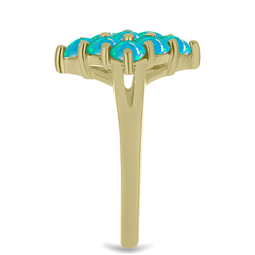 Anillo de Plata Bañada en Oro con Ópalo Azul Paraiba de Etiopía 4 