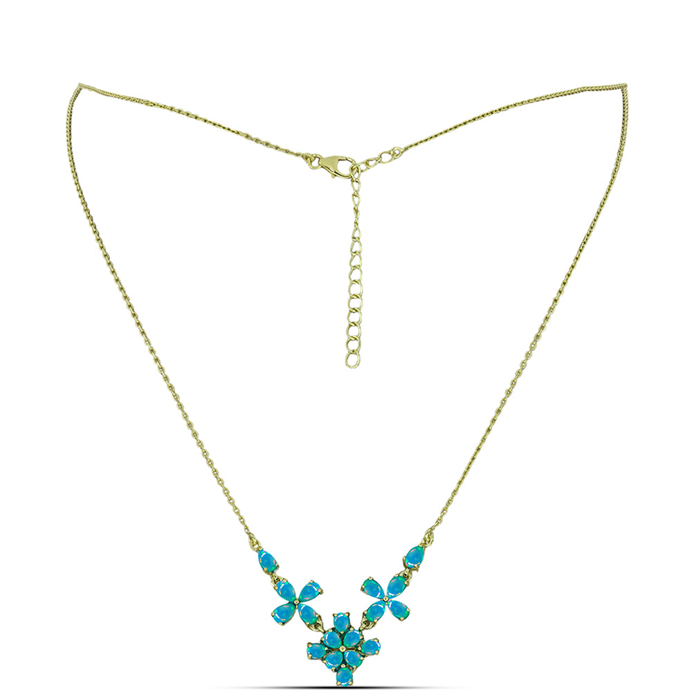Collar de Plata Bañada en Oro con Ópalo Azul Paraiba de Etiopía 2 