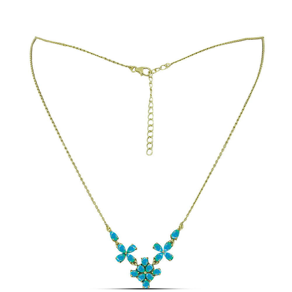 Collar de Plata Bañada en Oro con Ópalo Azul Paraiba de Etiopía 1 