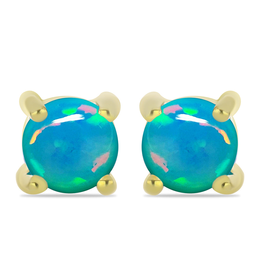 Pendientes de Plata Bañada en Oro con Ópalo Azul Paraiba de Etiopía 1 