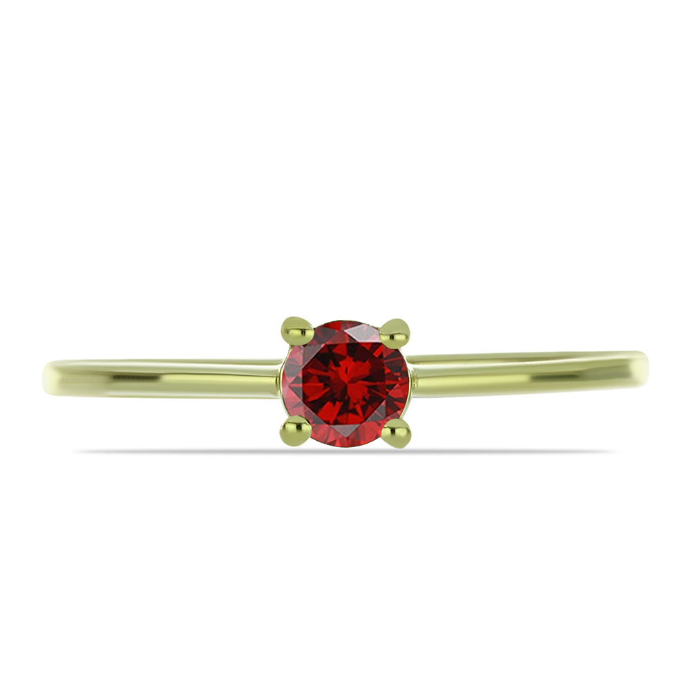 Anillo de Plata Bañada en Oro con Diamante Rojo 2 