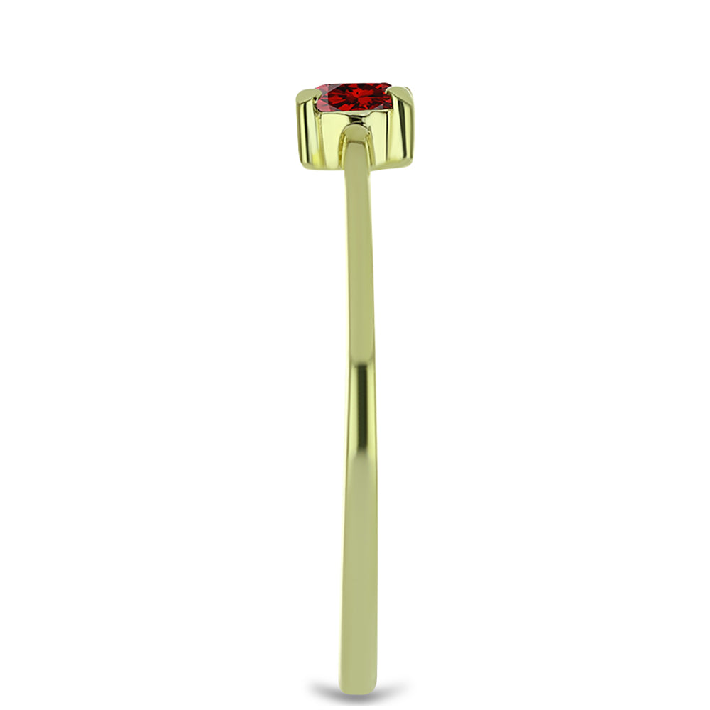 Anillo de Plata Bañada en Oro con Diamante Rojo 4 