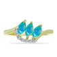 Anillo de Plata Bañada en Oro con Ópalo Azul Paraiba de Etiopía y Topacio Blanco