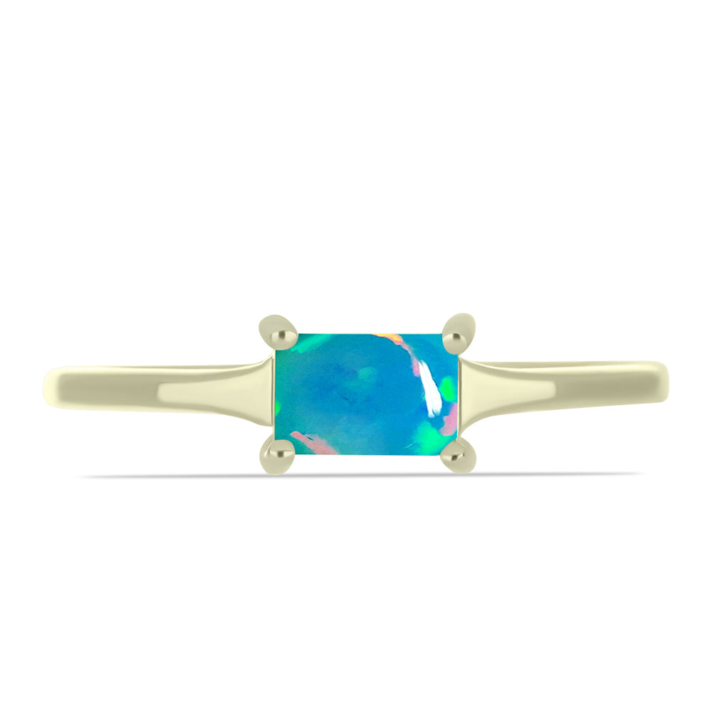 Anillo de Plata Bañada en Oro con Ópalo Azul Paraiba de Etiopía