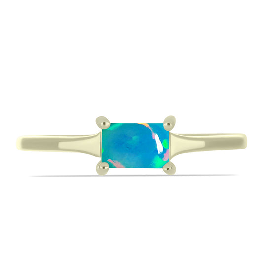 Anillo de Plata Bañada en Oro con Ópalo Azul Paraiba de Etiopía