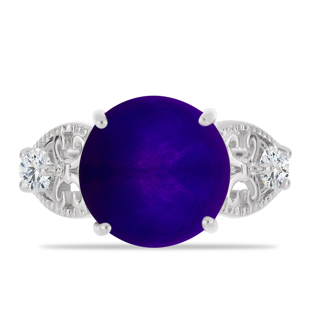 Anillo de Plata con Jade Púrpura y Topacio Blanco 1 