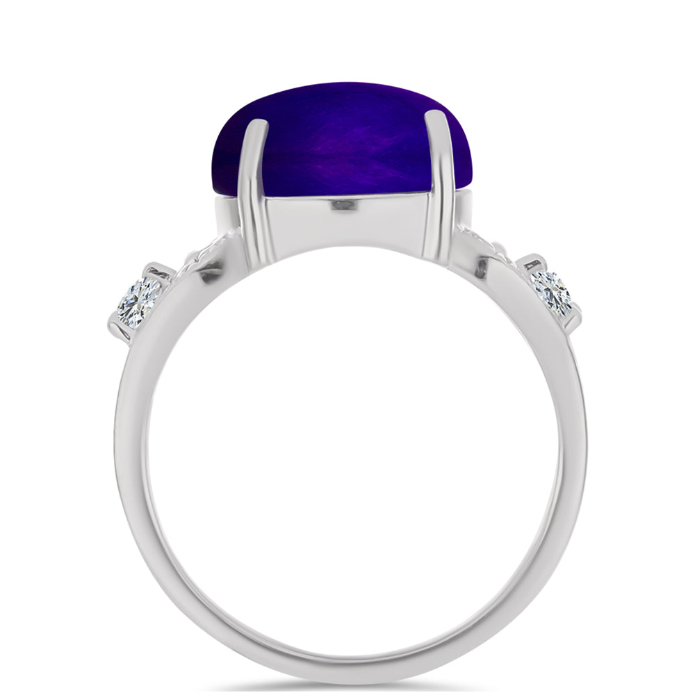 Anillo de Plata con Jade Púrpura y Topacio Blanco 2 