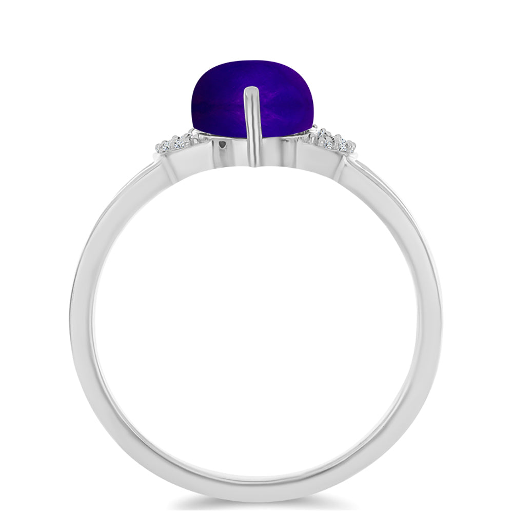 Anillo de Plata con Jade Púrpura y Topacio Blanco 2 