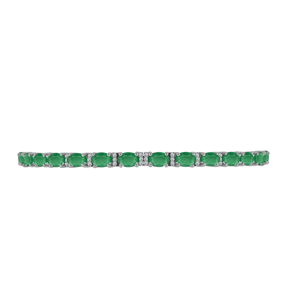 Pulsera de Plata con Esmeralda de Brasil y Topacio Blanco 2 