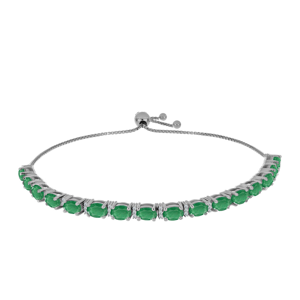 Pulsera de Plata con Esmeralda de Brasil y Topacio Blanco 1 