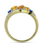 Anillo de Plata Bañada en Oro con Zafiro Arco Iris Rosebery y Topacio Blanco