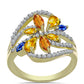 Anillo de Plata Bañada en Oro con Zafiro Arco Iris Rosebery y Topacio Blanco
