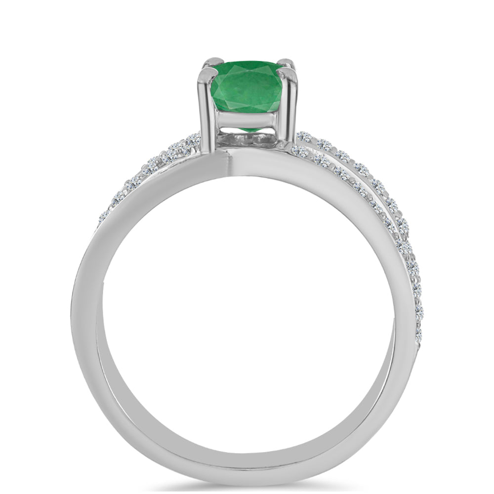 Anillo de Plata con Esmeralda de Brasil y Topacio Blanco