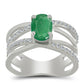 Anillo de Plata con Esmeralda de Brasil y Topacio Blanco