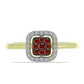 Anillo de Plata Bañada en Oro con Diamante Rojo y Diamante blanco