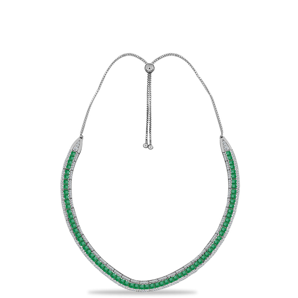 Collar de Plata con Esmeralda de Brasil y Topacio Blanco 1 
