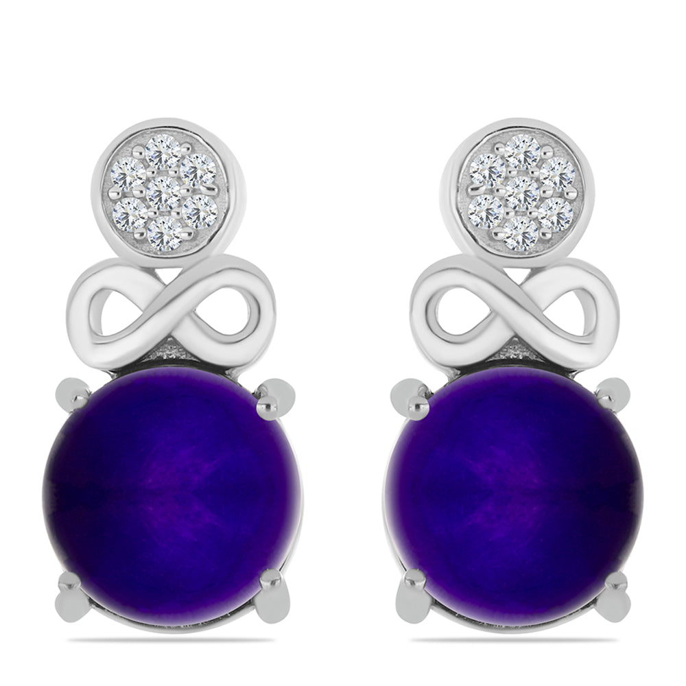 Pendientes de Plata con Jade Púrpura y Topacio Blanco 1 