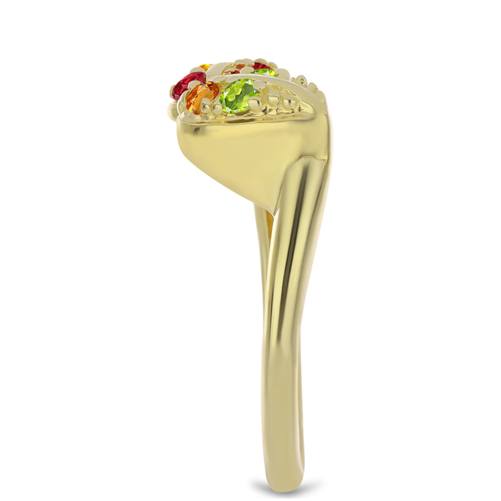 Anillo de Plata Bañada en Oro con Zafiro Arco Iris Rosebery y Topacio Blanco 4 