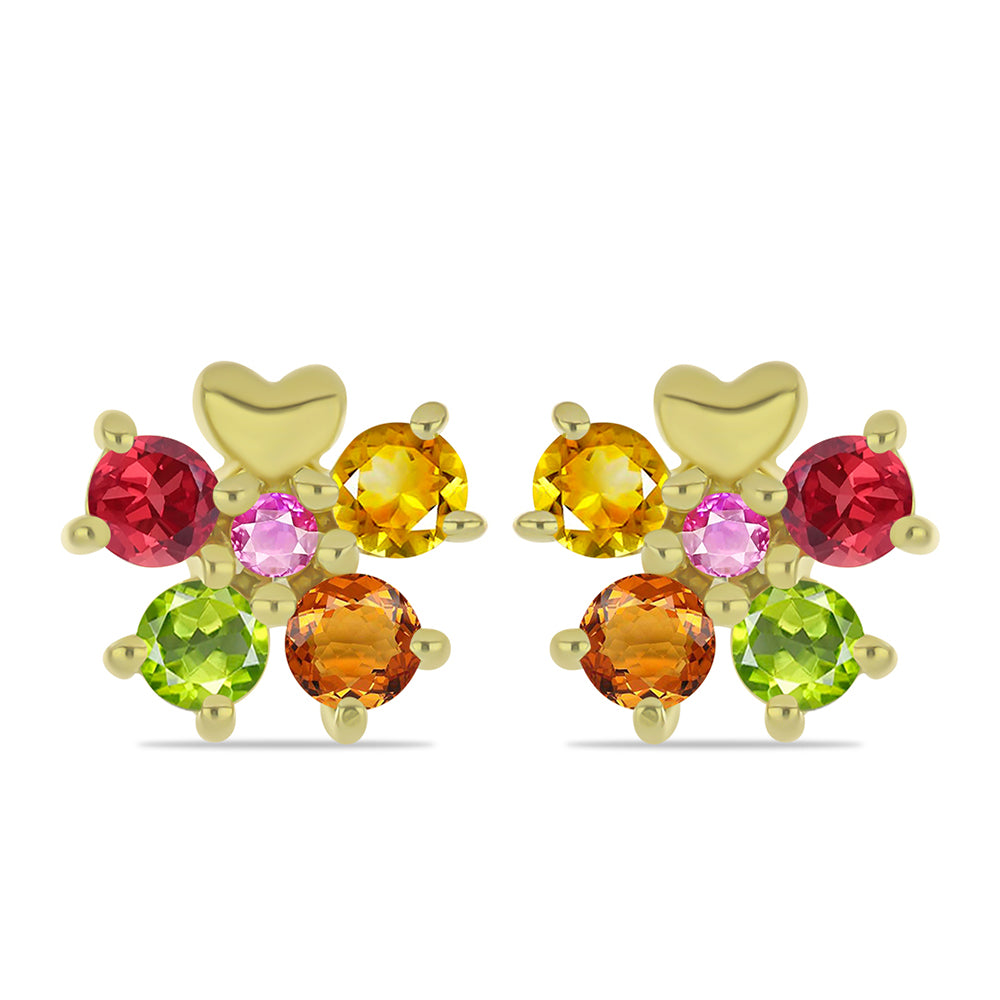 Pendientes de Plata Bañada en Oro con Zafiro Arco Iris Rosebery 1 
