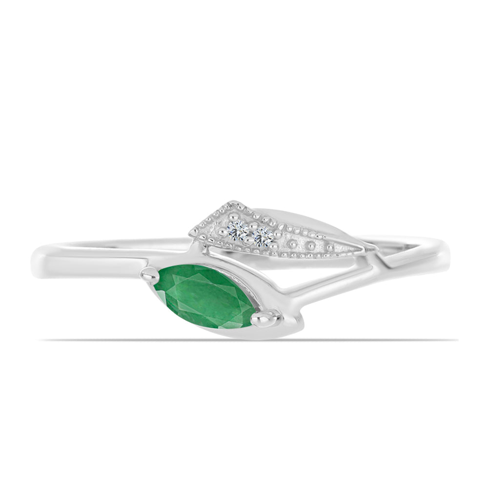 Anillo de Plata con Esmeralda de Brasil y Topacio Blanco 1 