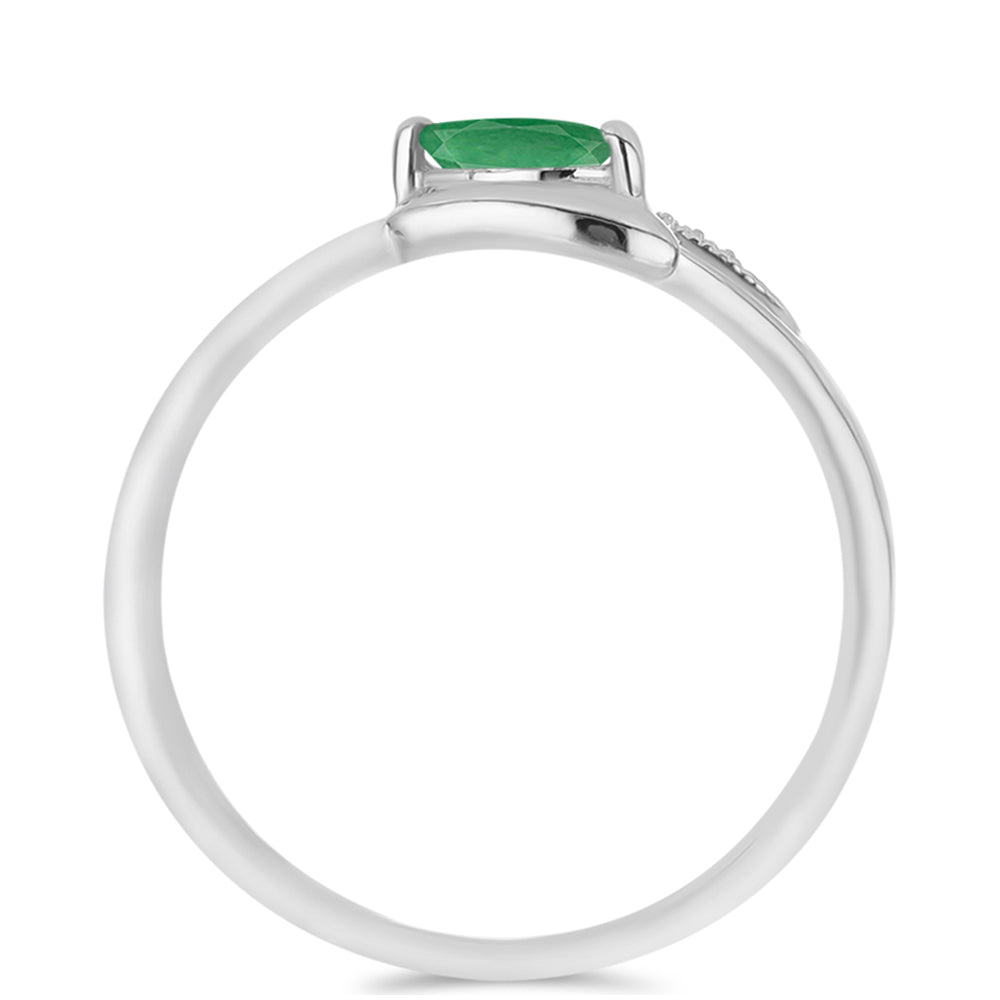 Anillo de Plata con Esmeralda de Brasil y Topacio Blanco 2 