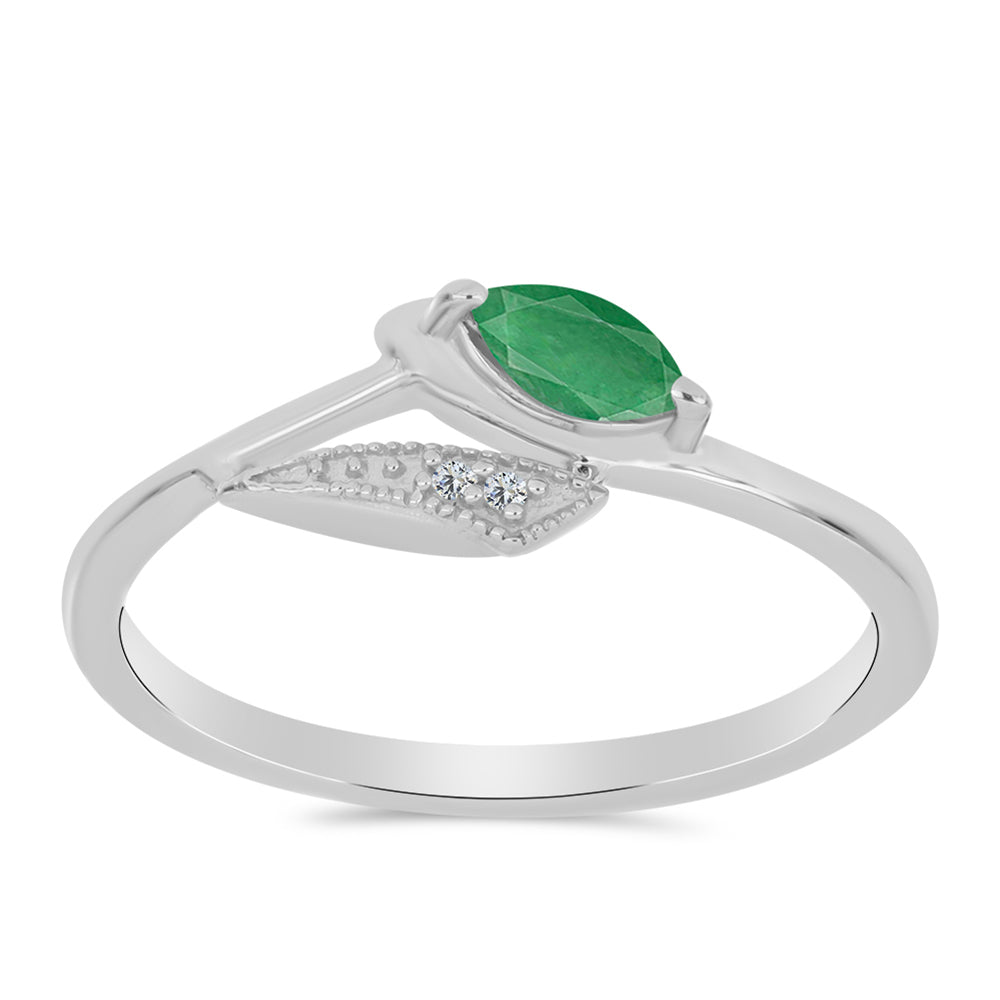 Anillo de Plata con Esmeralda de Brasil y Topacio Blanco 3 