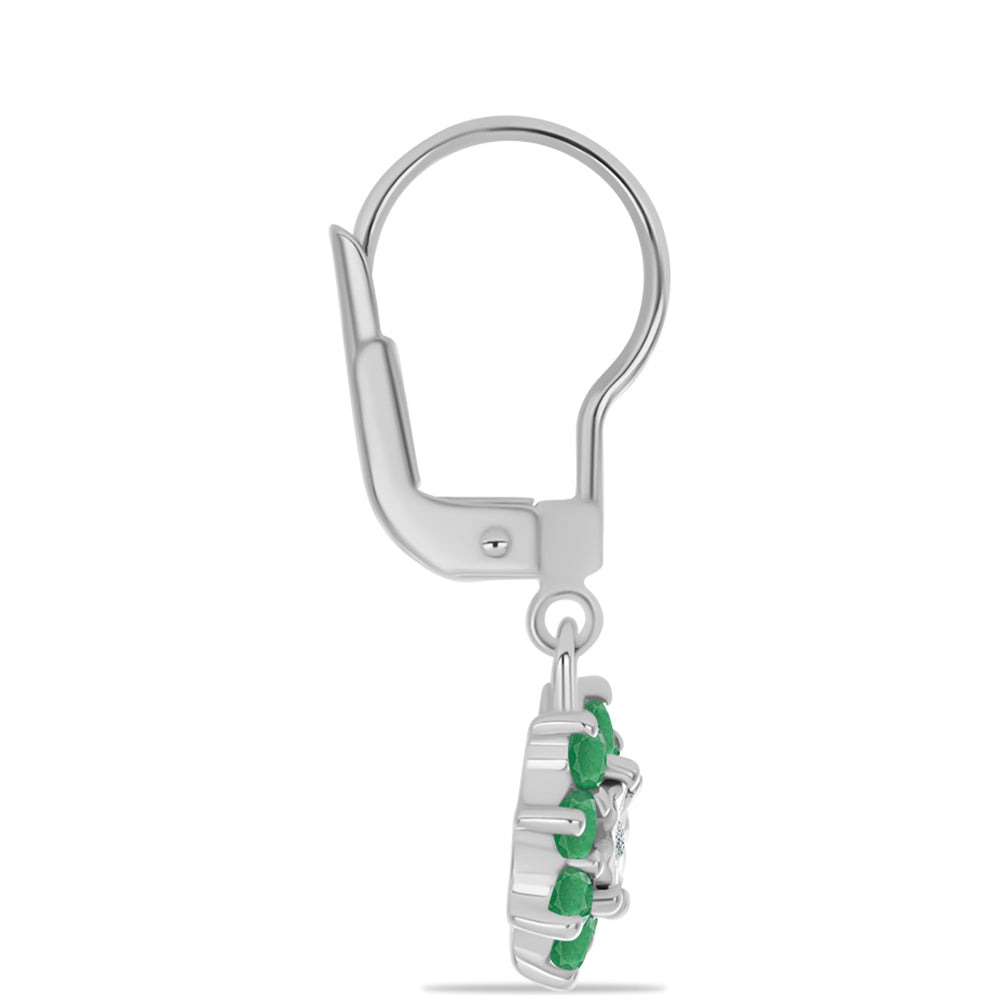 Pendientes de Plata con Esmeralda de Brasil y Topacio Blanco 2 