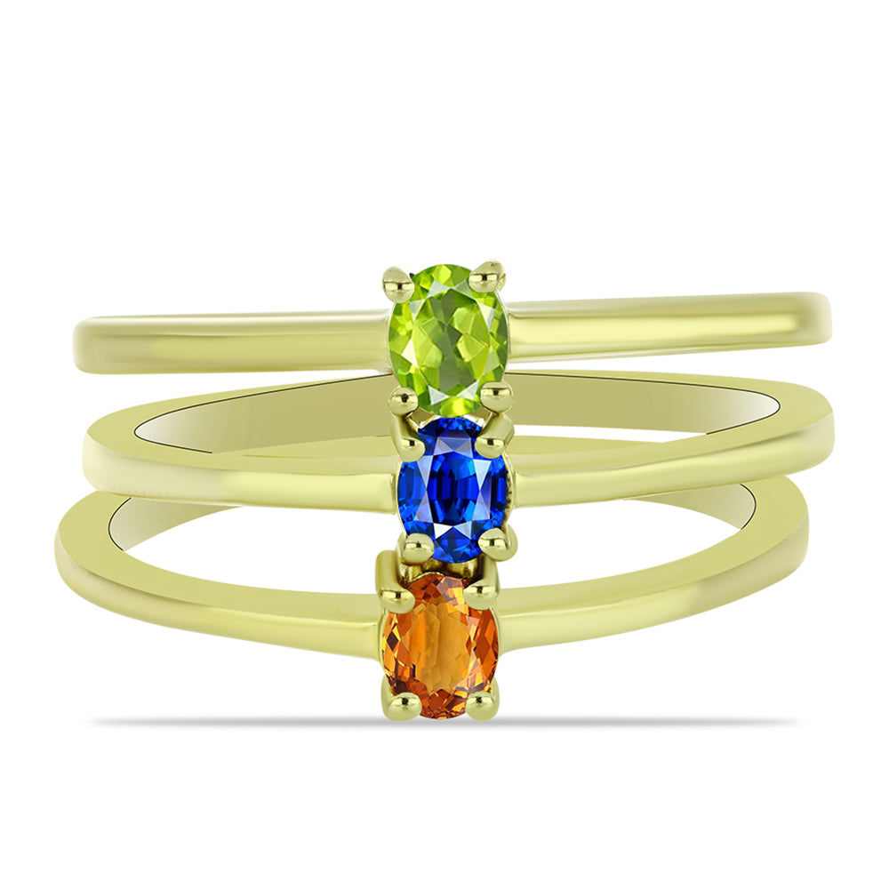 Conjunto de Plata Bañada en Oro con Zafiro Azul Australiano y Zafiro Padparadscha ( Anillo ) 1 