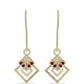 Pendientes de Plata Bañada en Oro con Diamante Rojo y Diamante blanco