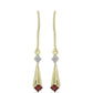 Pendientes de Plata Bañada en Oro con Diamante Rojo y Diamante blanco