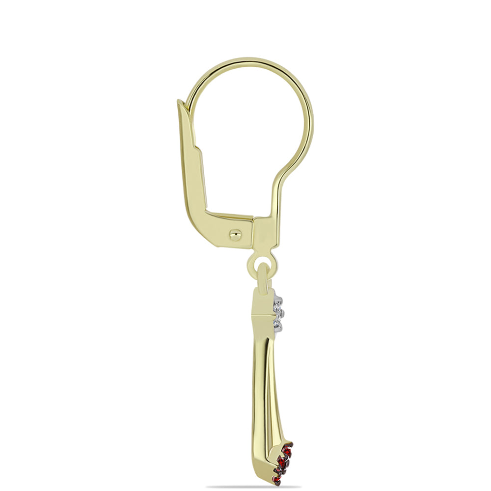 Pendientes de Plata Bañada en Oro con Diamante Rojo y Diamante blanco 4 