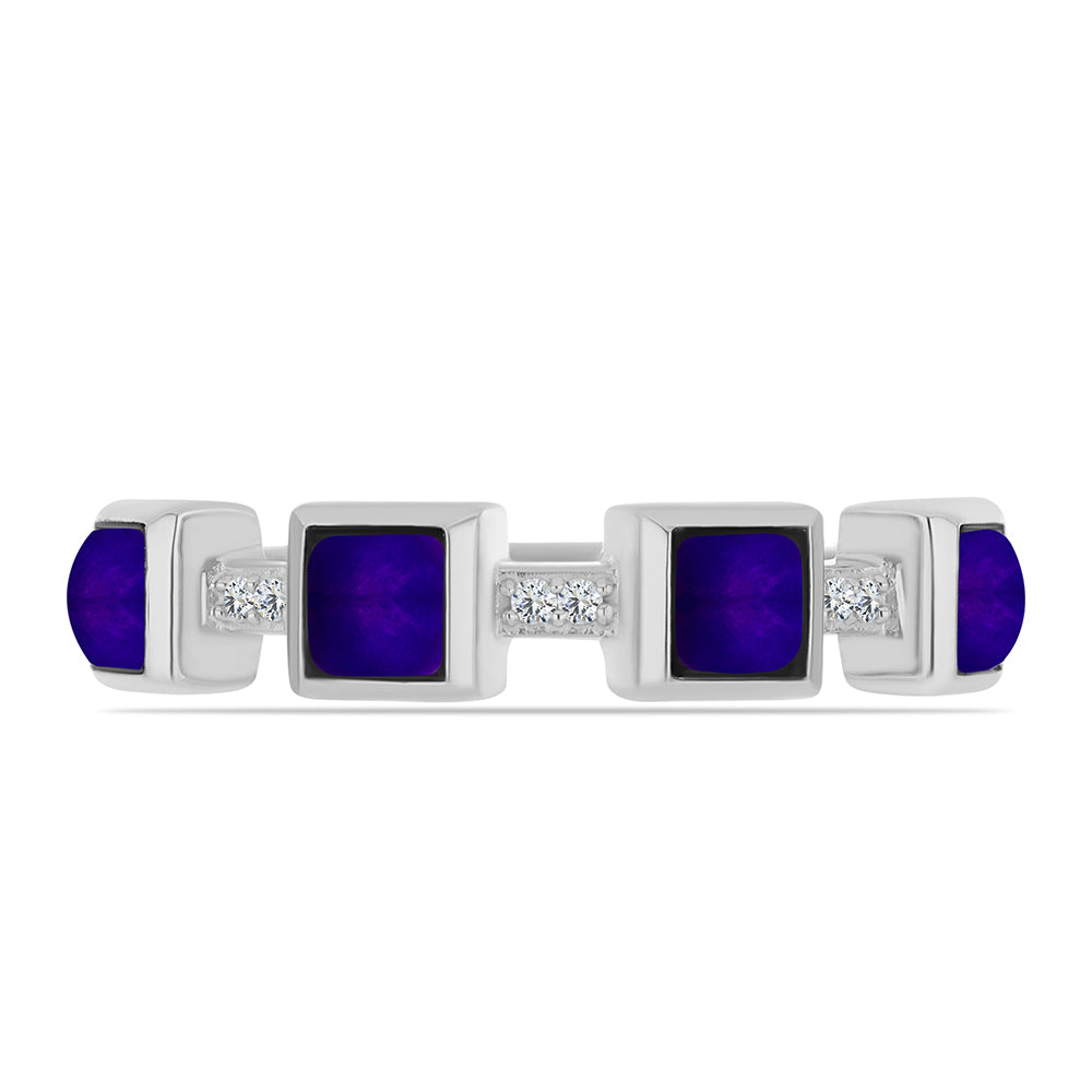 Anillo de Plata con Jade Púrpura y Topacio Blanco 2 