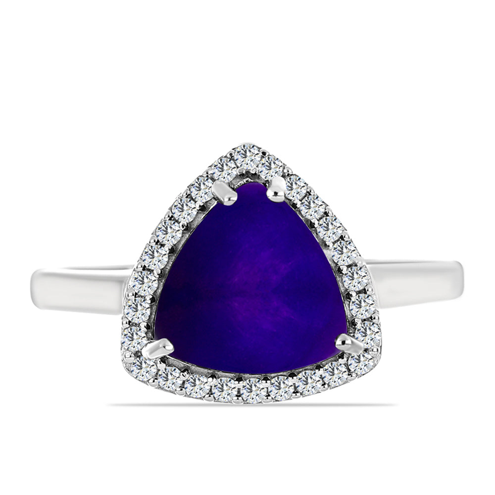 Anillo de Plata con Jade Púrpura y Topacio Blanco 1 