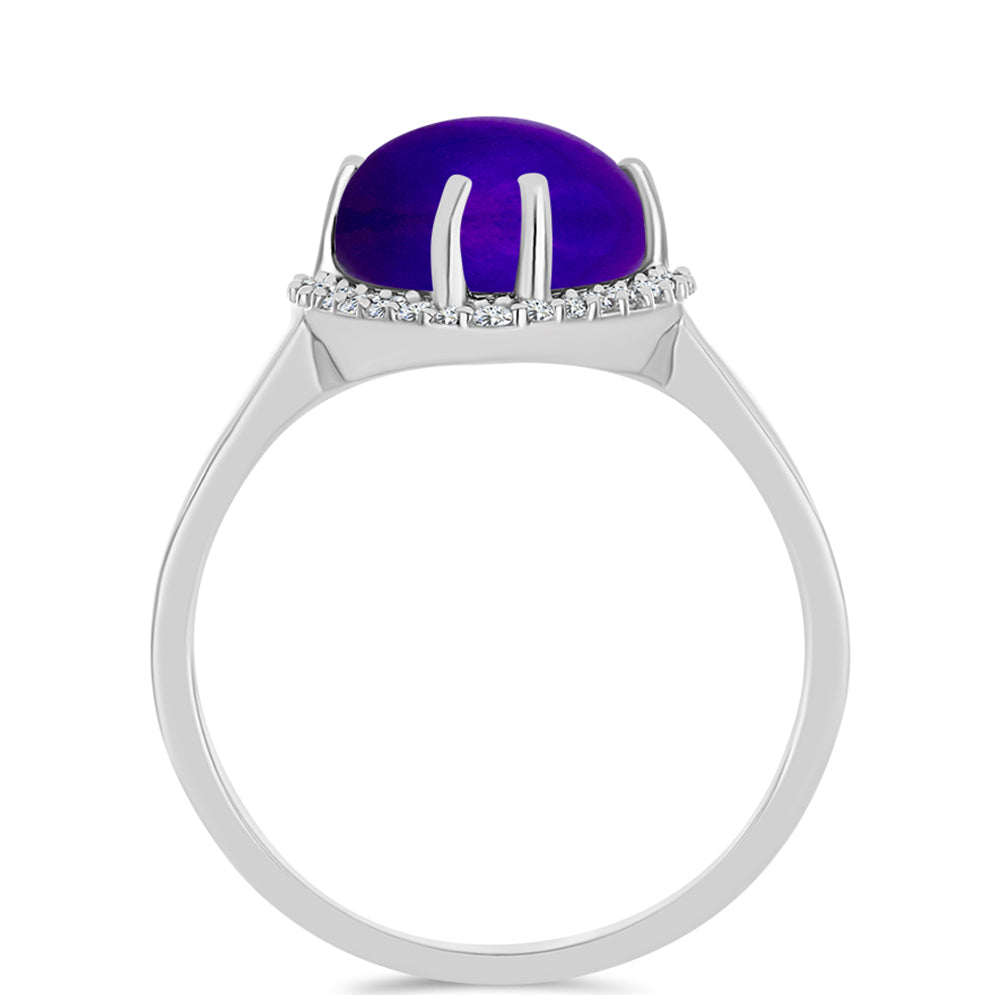 Anillo de Plata con Jade Púrpura y Topacio Blanco 2 