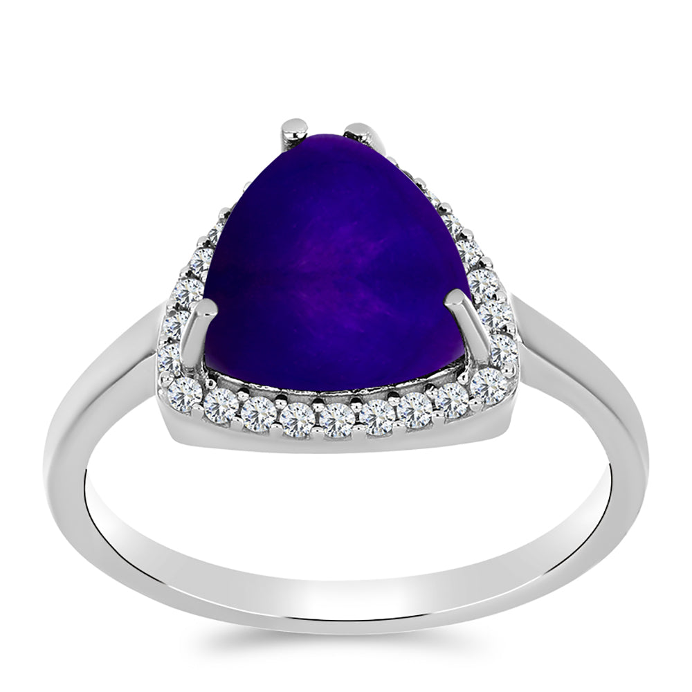 Anillo de Plata con Jade Púrpura y Topacio Blanco 3 