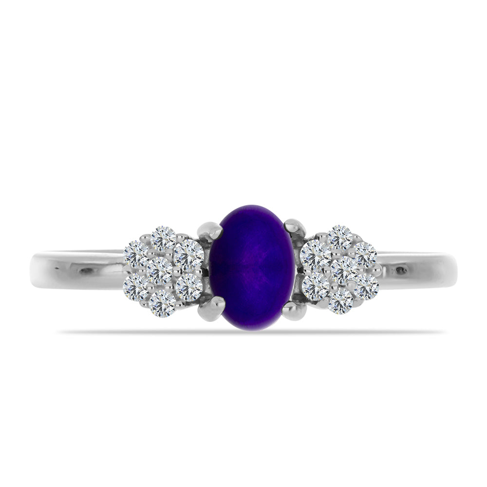 Anillo de Plata con Jade Púrpura y Topacio Blanco 1 