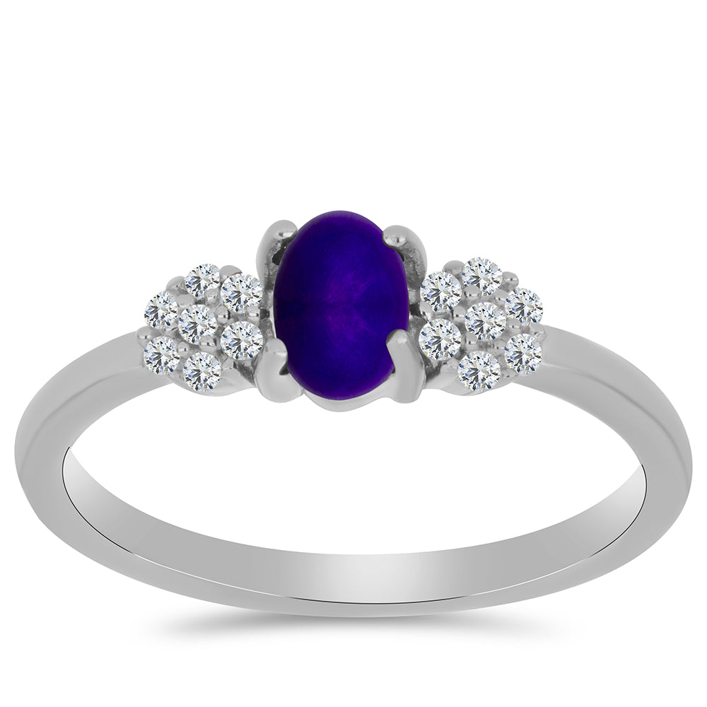 Anillo de Plata con Jade Púrpura y Topacio Blanco 3 