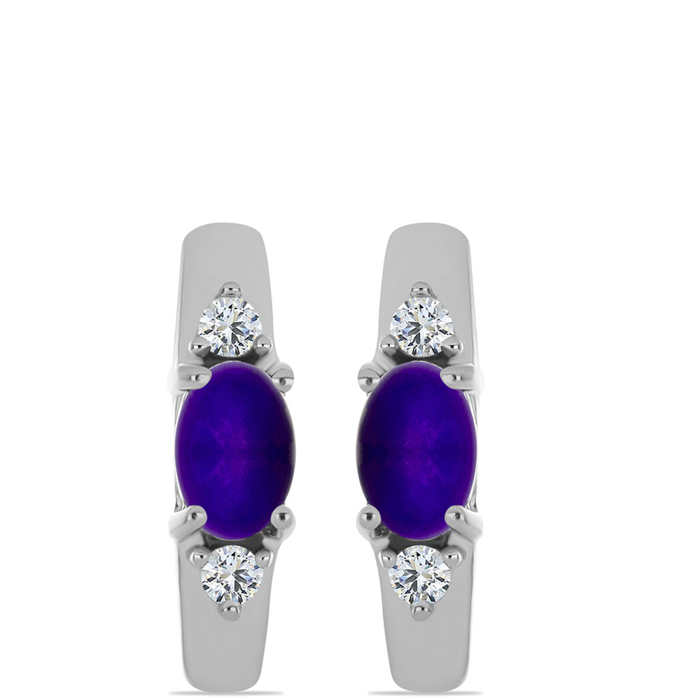 Pendientes de Plata con Jade Púrpura y Topacio Blanco 1 