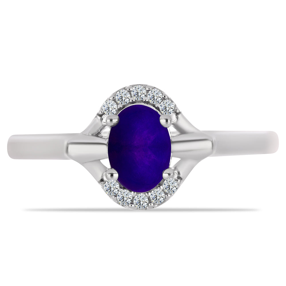 Anillo de Plata con Jade Púrpura y Topacio Blanco 1 