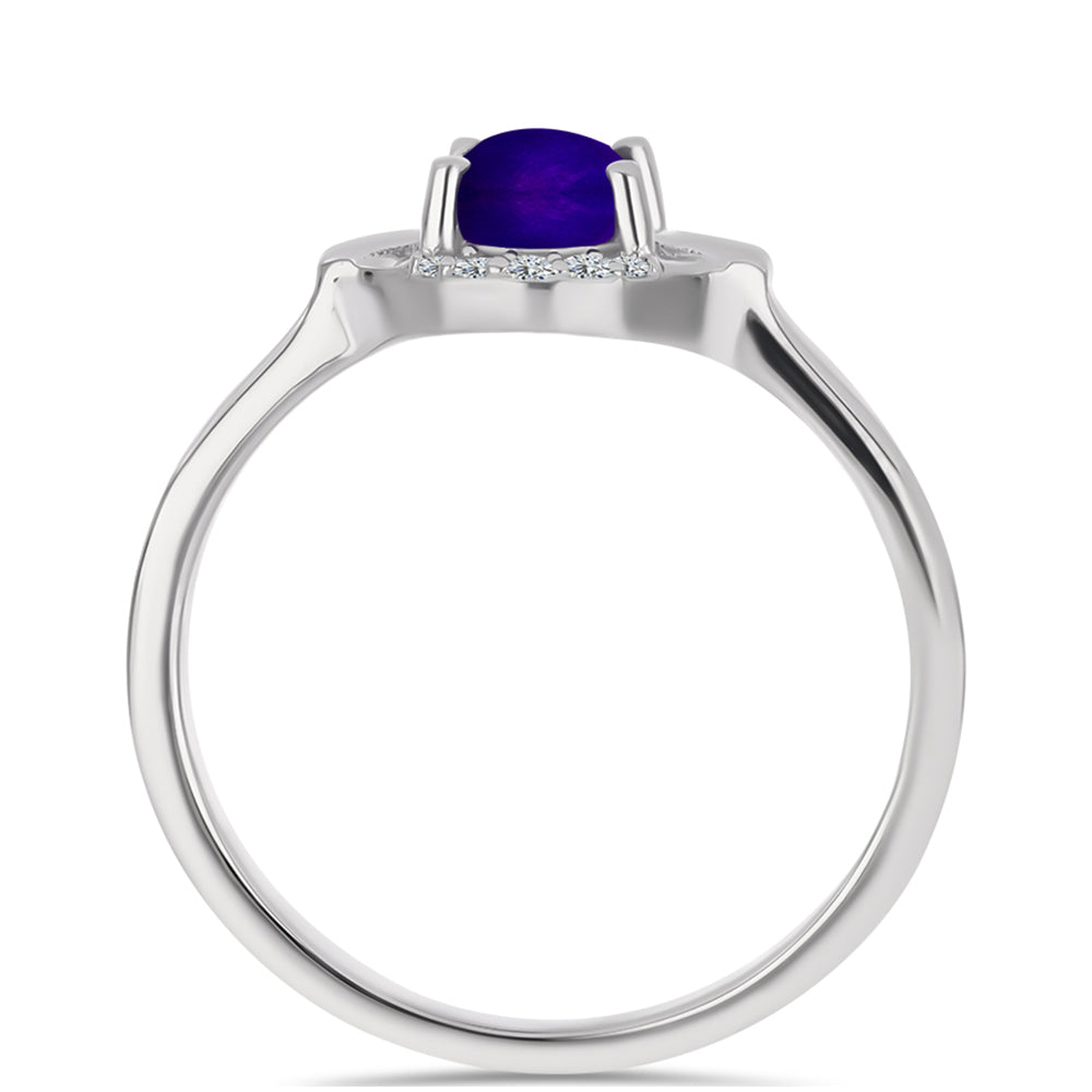Anillo de Plata con Jade Púrpura y Topacio Blanco 2 