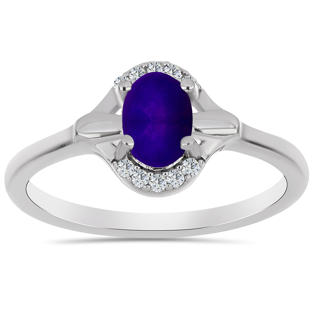 Anillo de Plata con Jade Púrpura y Topacio Blanco 3 