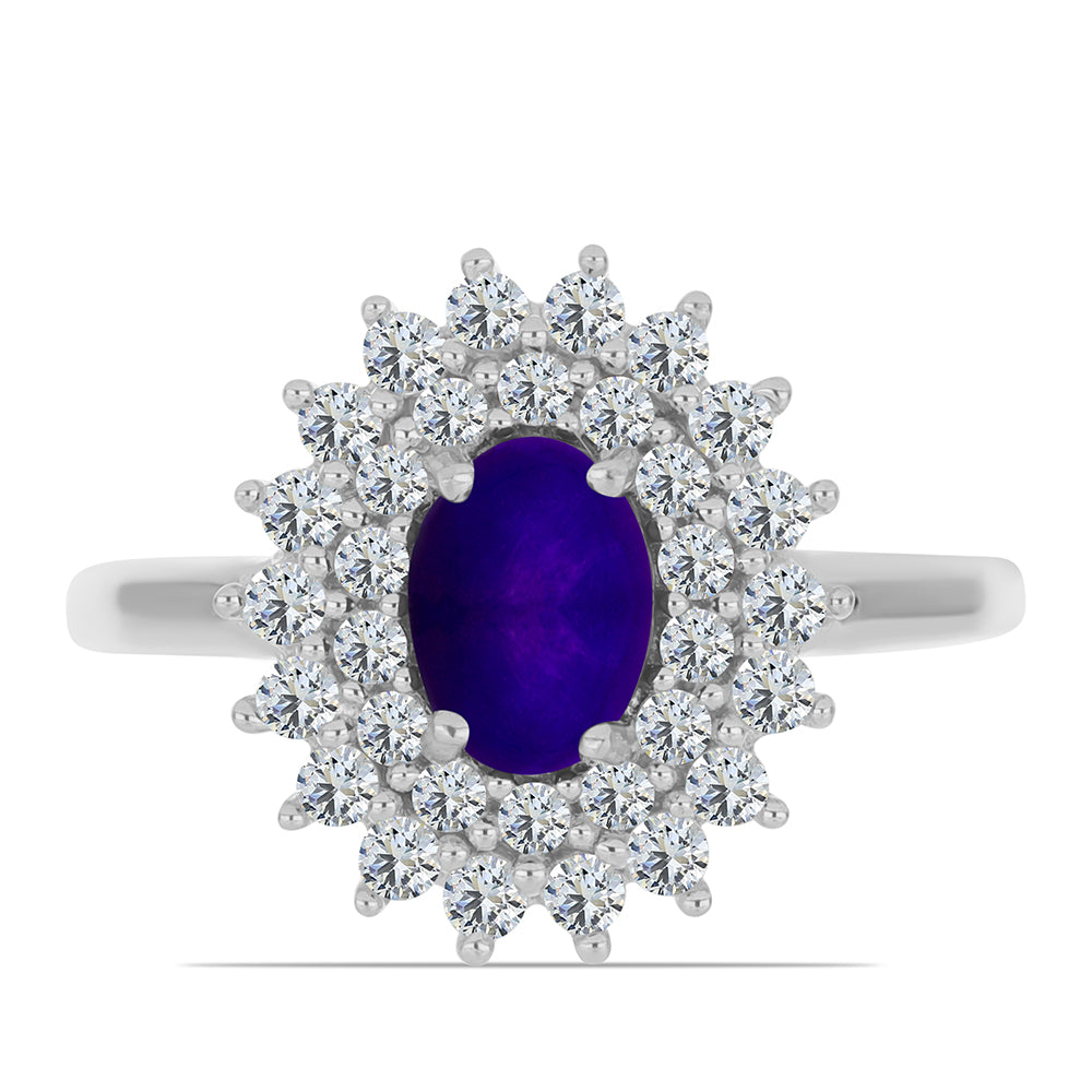 Anillo de Plata con Jade Púrpura y Topacio Blanco 1 