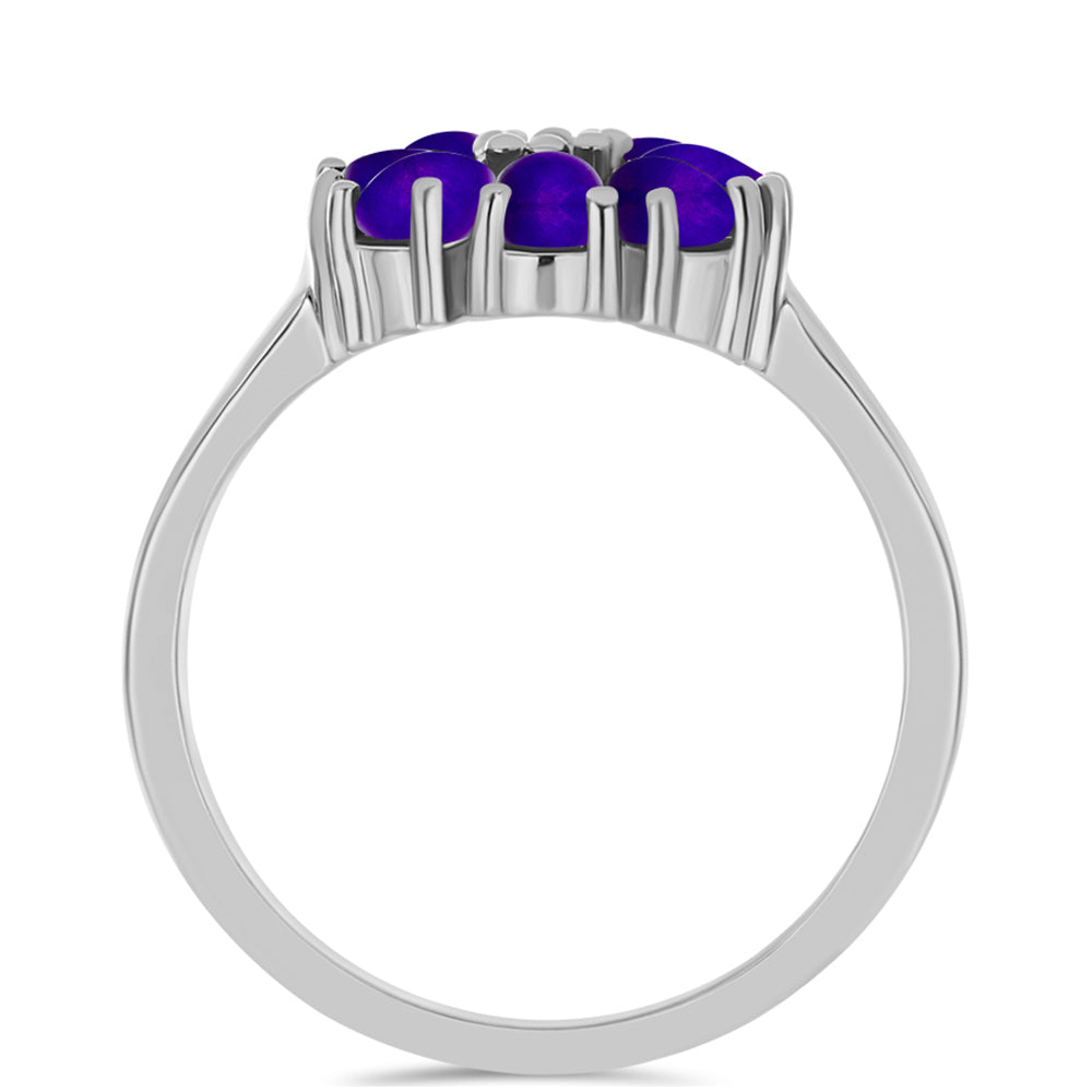 Anillo de Plata con Jade Púrpura y Topacio Blanco