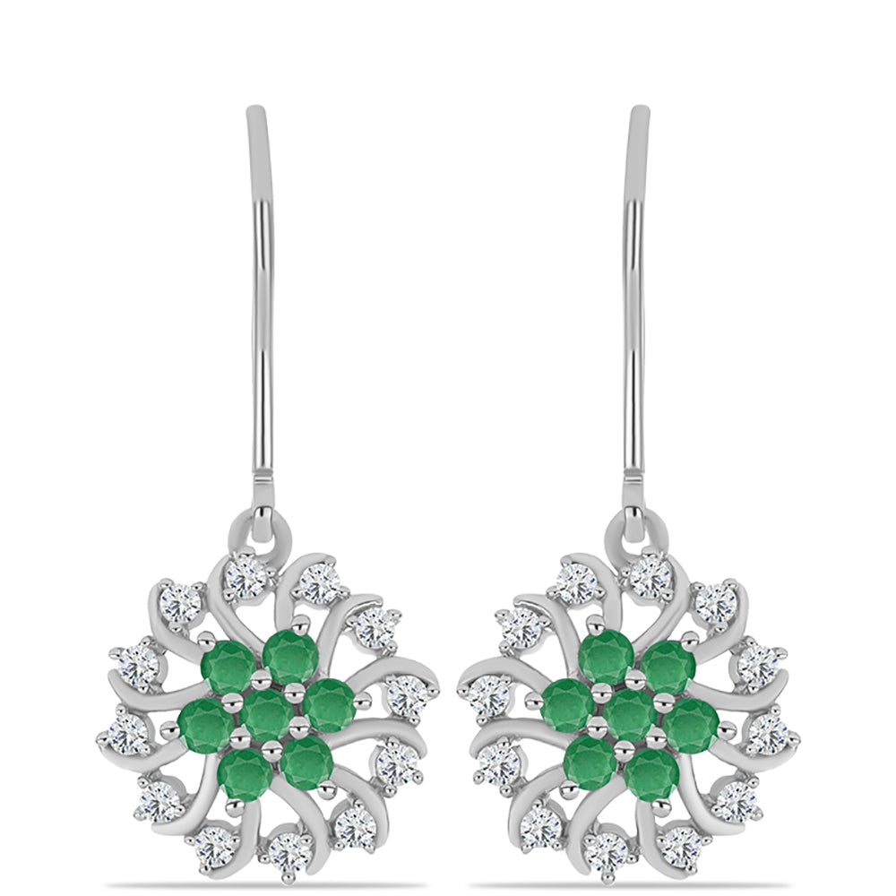 Pendientes de Plata con Esmeralda de Brasil y Topacio Blanco 1 