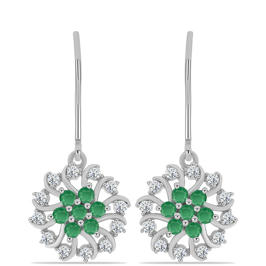 Pendientes de Plata con Esmeralda de Brasil y Topacio Blanco