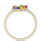 Anillo de Plata Bañada en Oro con Zafiro Arco Iris Rosebery y Topacio Blanco
