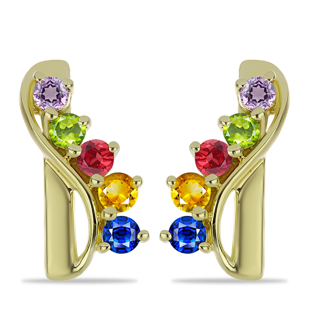 Pendientes de Plata Bañada en Oro con Zafiro Arco Iris Rosebery